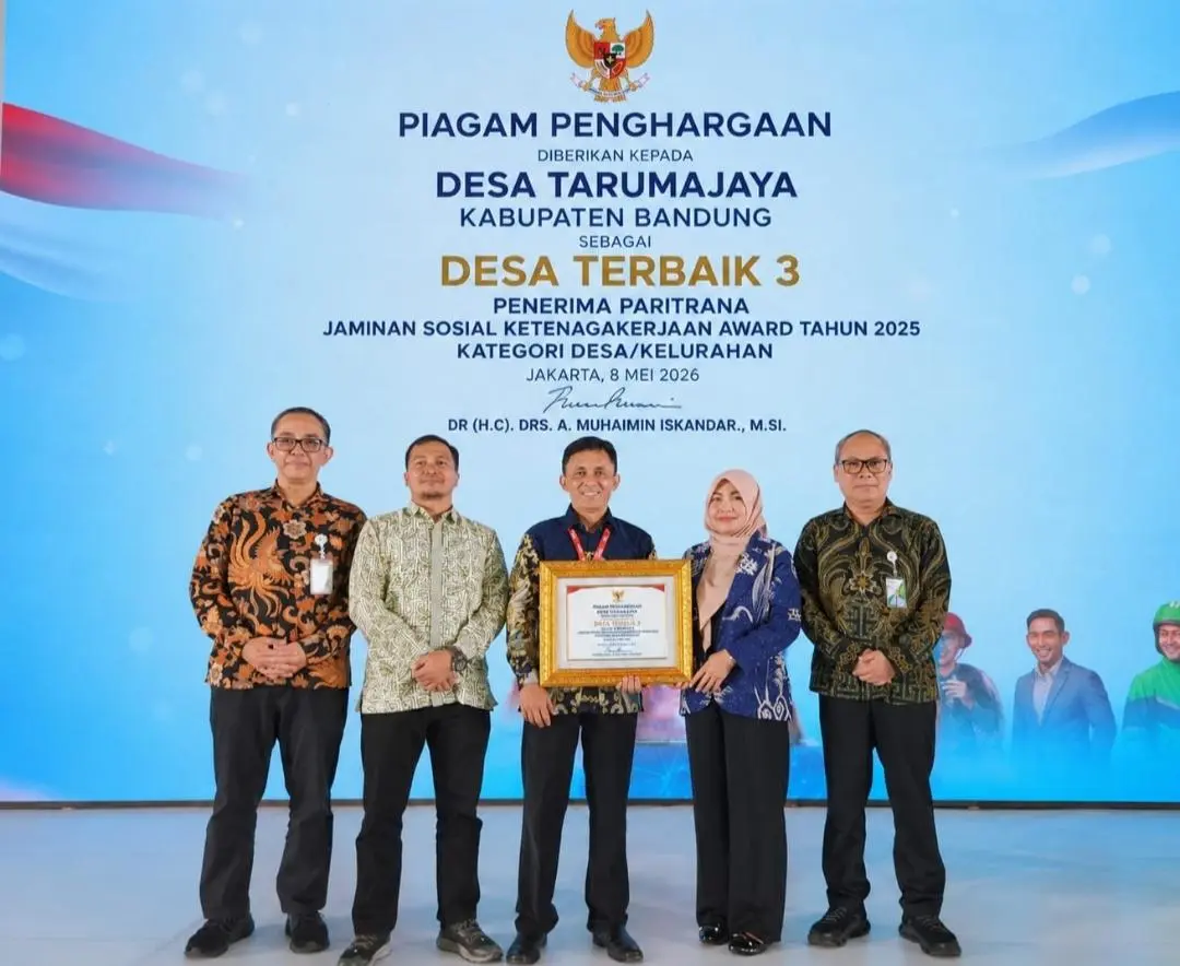 Desa Tarumajaya Raih Penghargaan Desa Terbaik 3 Nasional pada Paritrana Award 2025