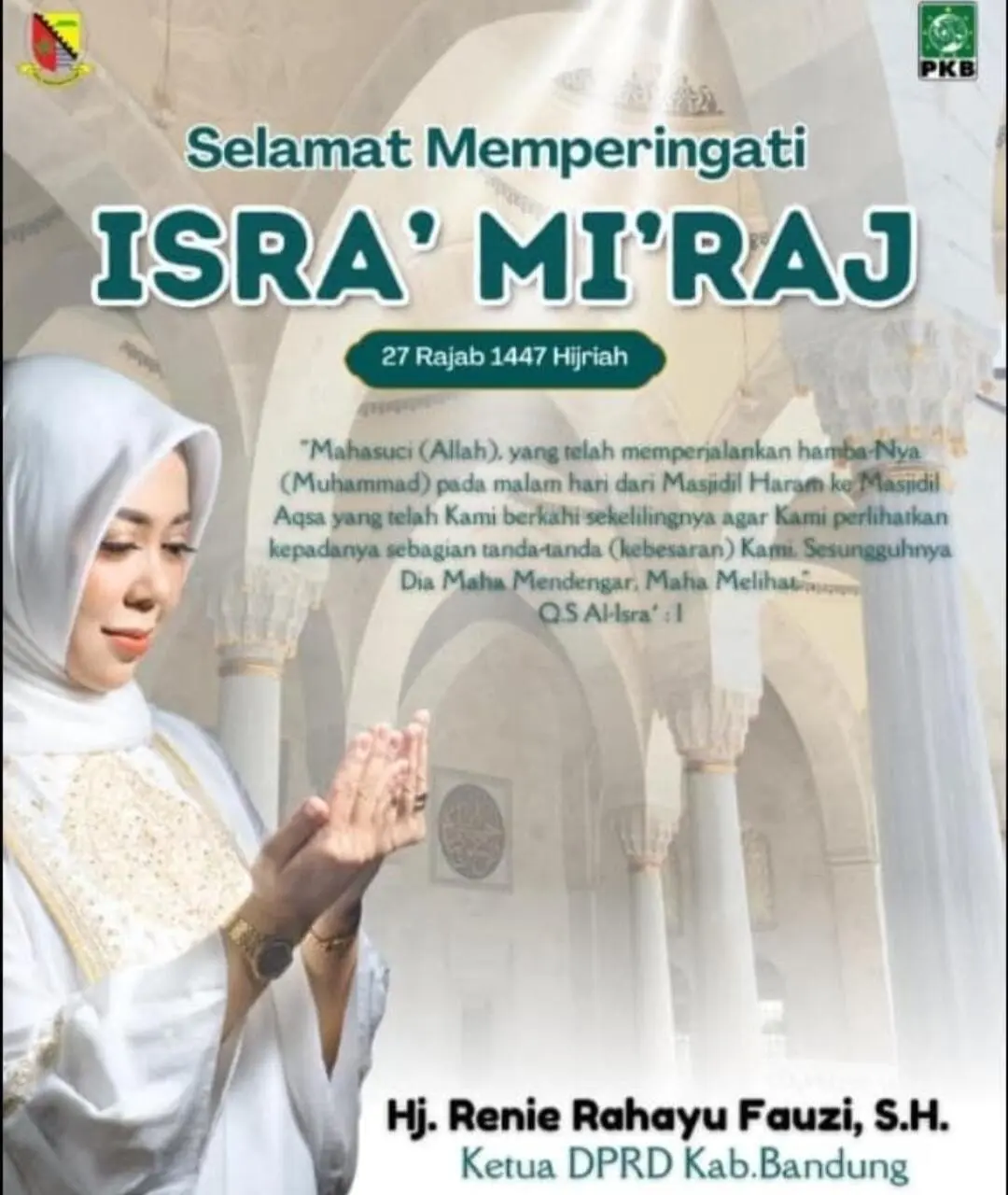 Meneladani Perjalanan Langit Rasulullah, Ketua DPRD Kab. Bandung Sampaikan Pesan Isra Mi’raj