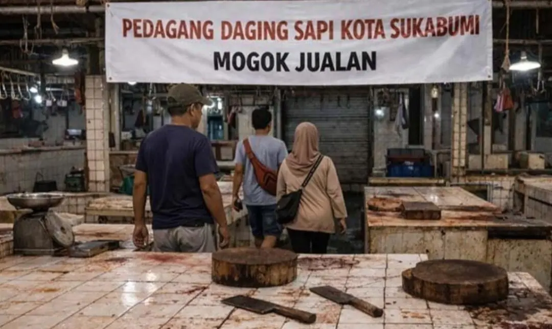 Aksi Mogok, Para Pedagang Daging Sapi di Kota Sukabumi ,Dipicu Harga Melonjak.