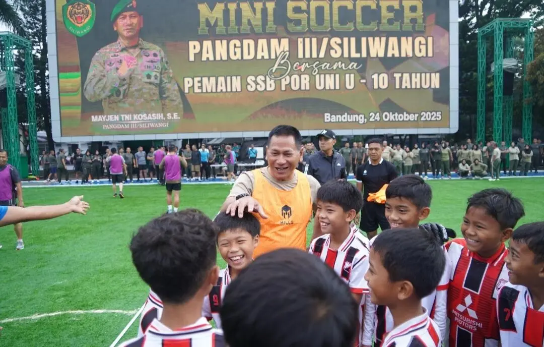 Kodam III/Slw Gelar Laga Mini Soccer Bersama Juara Dunia Muda SSB POR UNI U-10
