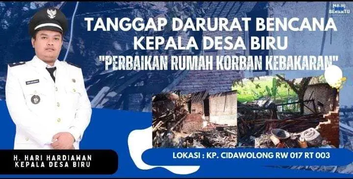 Cepat Tanggap! Pemdes Biru Bergerak Cepat Bantu Korban Kebakaran